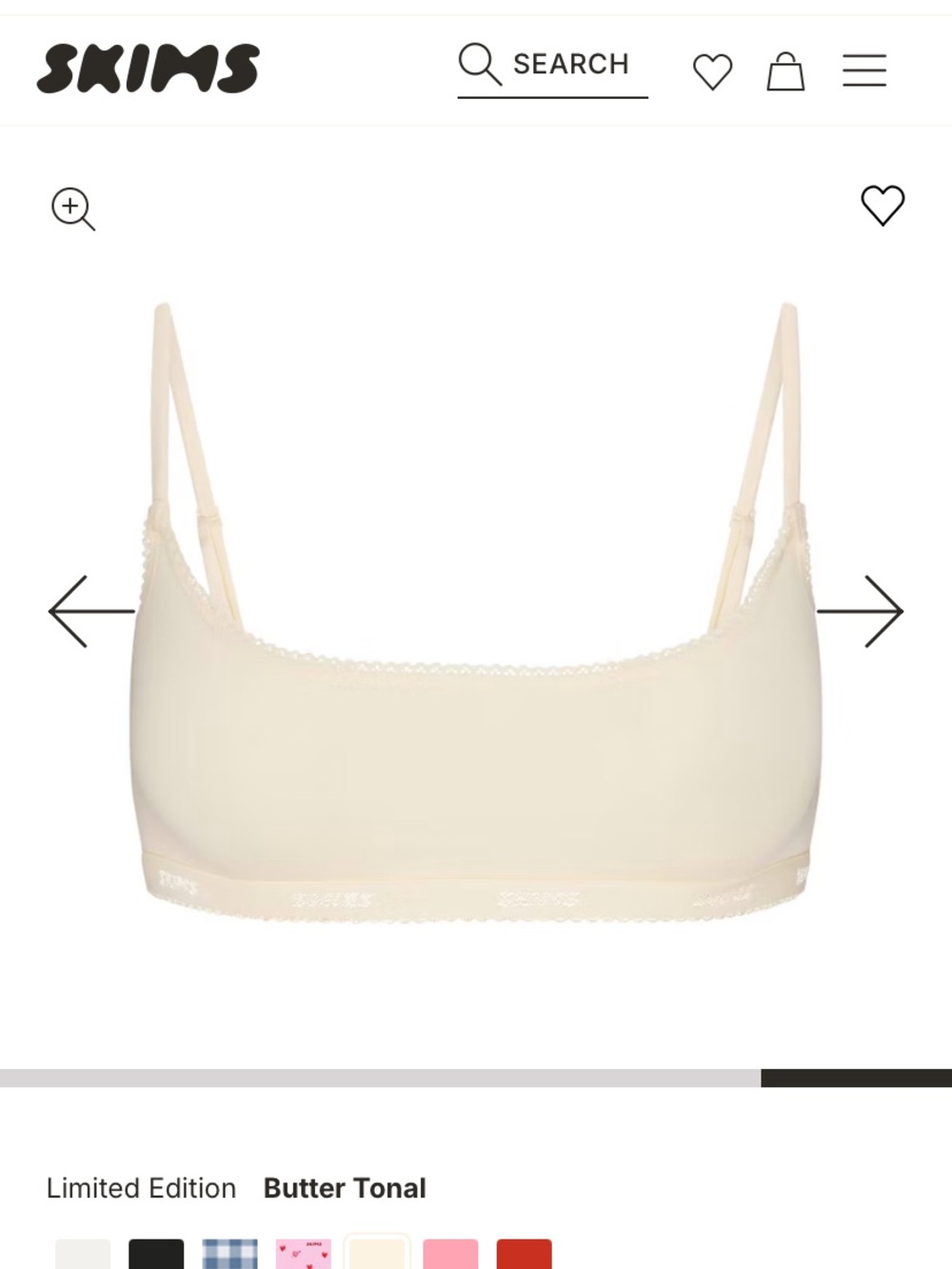 SKIMS Lightweight Cotton Logo Pico Scoop Bralette